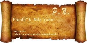 Parák Nándor névjegykártya