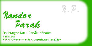 nandor parak business card