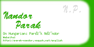 nandor parak business card